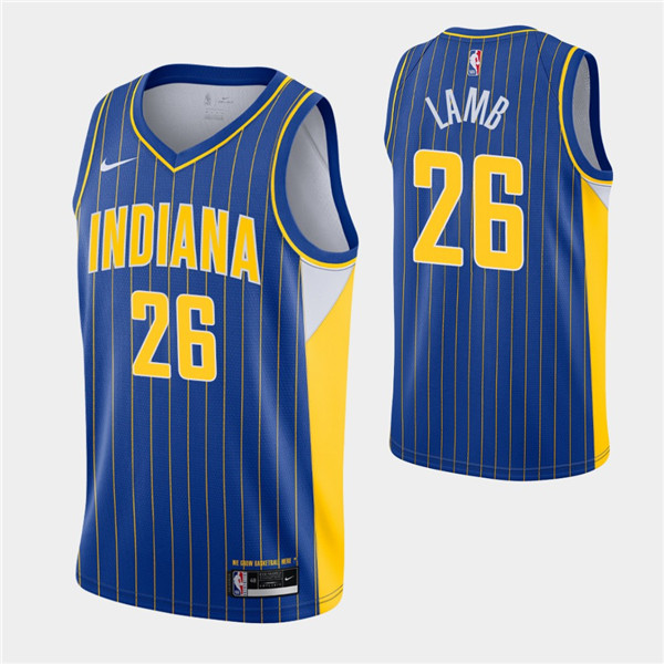 Men's Indiana Pacers #26 Jeremy Lamb Royal NBA City Swingman 2020-21 Stitched Jersey Men's Indiana Pacers #26 Jeremy Lamb Royal NBA City Swingman 2020-21 Stitched Jersey